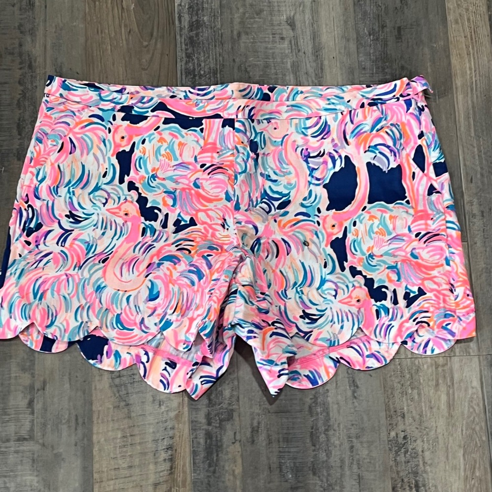 Lilly Pulitzer Magnolia Short Pelican Pink Head In The Sand Scallop NWT 16